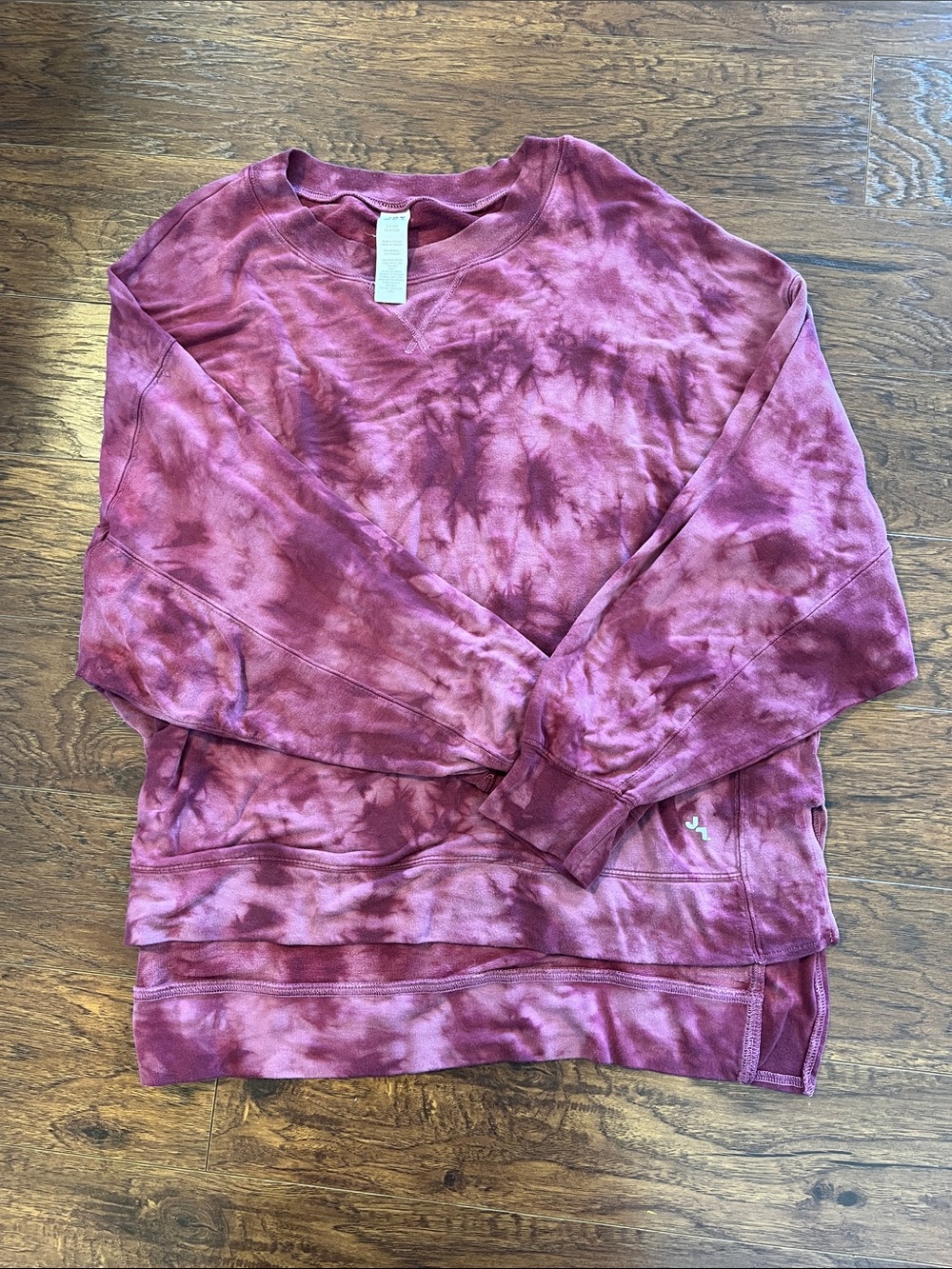 JoyLab Maroon Tie-Dye Long Sleeve Sweatshirt
